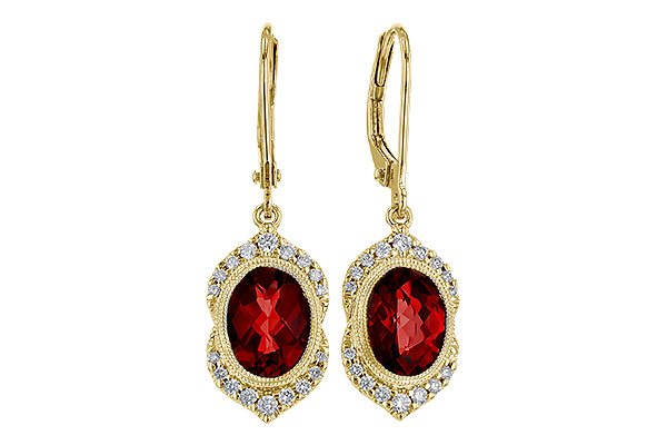 B329-09571: EARRING 3.06 GARNET 3.25 TGW