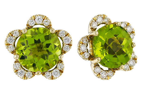 C329-17753: EARRINGS 2.93 PERIDOT 3.10 TGW (7MM RD)
