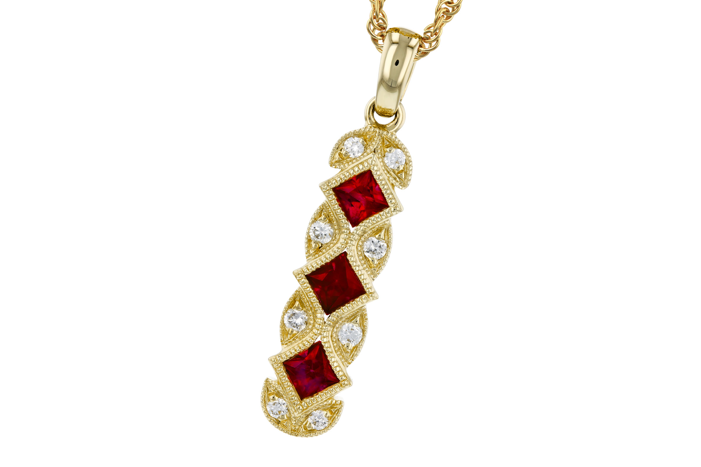 D330-01407: NECKLACE .55 TW RUBY .64 TGW