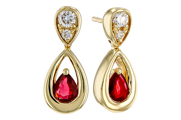 G329-12316: EARRINGS .40 RUBY .52 TGW (4x3 RUBY)